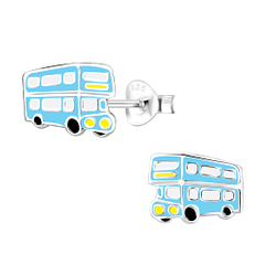 Silver London Bus Stud Earrings - 9859