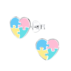 Silver Heart Stud Earrings - 9808