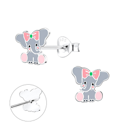 Silver Elephant Stud Earrings - 9746