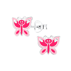 Silver Butterfly Stud Earrings - 11369