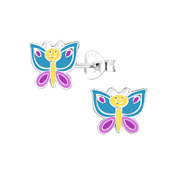 Silver Butterfly Stud Earrings - 9728