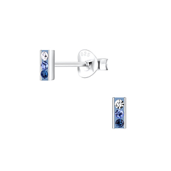 Silver Bar Crystal Stud Earrings - 9756
