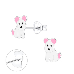 Silver Dog Stud Earrings - 9760 Silver Dog Stud Earrings - 9760
