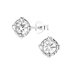 Silver Compass Stud Earrings - 9770 Silver Compass Stud Earrings - 9770