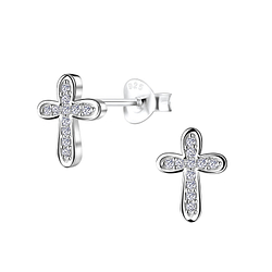 Silver Cross Stud Earrings - 9771