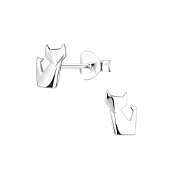 Silver Fox Stud Earrings - 9777