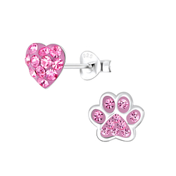 Silver Dog Lovers Stud Earrings - 9944