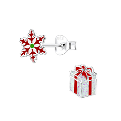 Silver Christmas Holiday Stud Earrings - 9955 Silver Christmas Holiday Stud Earrings - 9955