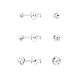 Silver Basic Stud Earrings Set - 9983