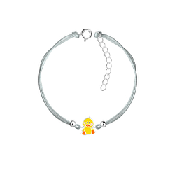 Silver Duck Cord Bracelet - 9937