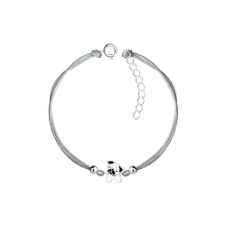 Silver Bulldog Cord Bracelet - 9919 Silver Bulldog Cord Bracelet - 9919