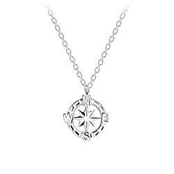 Silver Compass Necklace - 10620