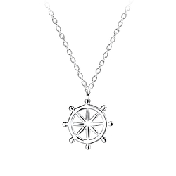 Silver Ship Wheel Nacklace - 9785