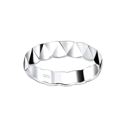 Silver Patterned Ring - 9511