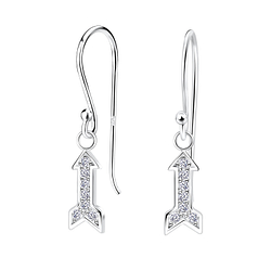 Silver Arrow Cubic Zirconia Earrings - 10047