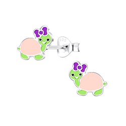 Silver Turtle Stud Earrings - 10517
