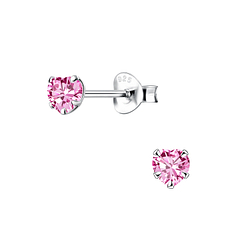 4mm Heart Cubic Zirconia Stud Earrings - 9991
