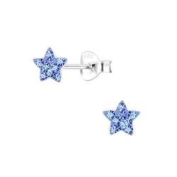 Silver Star Crystal Stud Earrings - Wholesale - 10062