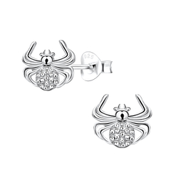 Silver Spider Stud Earrings - 10013