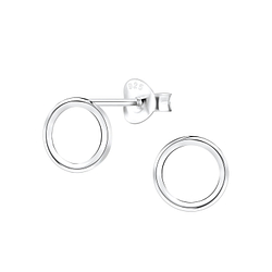Silver Circle Stud Earrings - 10111