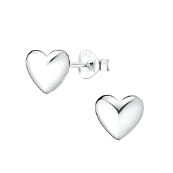 Silver Heart Stud Earrings - 10108