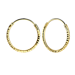 18mm Silver Diamond Cut Hoop Earrings - 9384