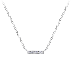 Silver Bar Cubic Zirconia Necklace - 10042