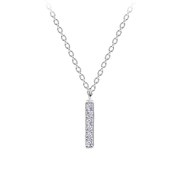 Silver Bar Cubic Zirconia Necklace - 10043