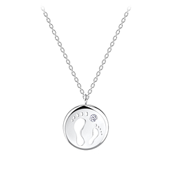 Silver Foot Print Necklace - 10045