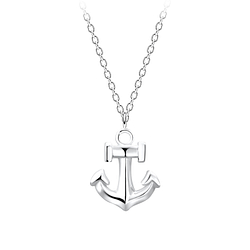 Silver Anchor Necklace - 9490