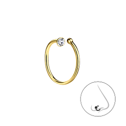 10mm Crystal Silver Nose Ring - 10074