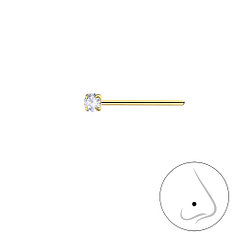 2mm Round Cubic Zirconia Silver Nose Stud - 10075