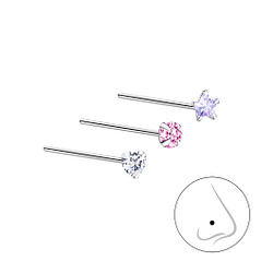 Silver Mixed Nose Jewelry Set - 10035 Silver Mixed Nose Jewelry Set - 10035