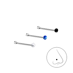 Silver Mixed Nose Jewelry Set - 10100