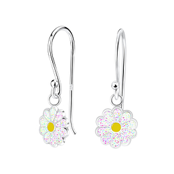 Silver Daisy Flower Earrings - 10262