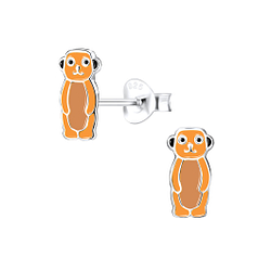 Silver Meerkat Stud Earrings - 7249