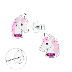 Silver Unicorn Stud Earrings - 10503