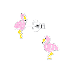 Silver Flamingo Stud Earrings - 10184