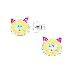 Silver Cat Stud Earrings - 10575 Silver Cat Stud Earrings - 10575