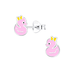 Silver Duck Stud Earrings - 9730