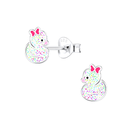 Silver Duck Stud Earrings - 9888