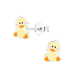 Silver Duck Stud Earrings - 9897