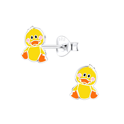 Silver Duck Stud Earrings - 9733