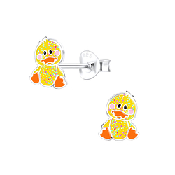 Silver Duck Stud Earrings - 9898