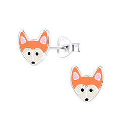 Silver Fox Stud Earrings - 9734