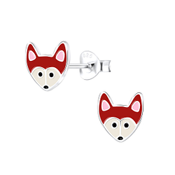 Silver Fox Stud Earrings - 9735