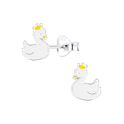 Silver Swan Stud Earrings - 9890