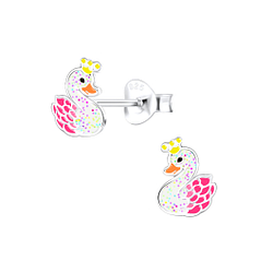 Silver Swan Stud Earrings - 9800