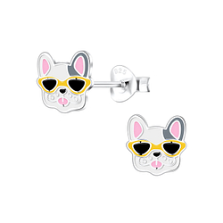 Silver French Bulldog Stud Earrings - 10573 Silver French Bulldog Stud Earrings - 10573