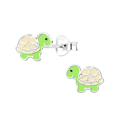 Silver Turtle Stud Earrings - 10159
